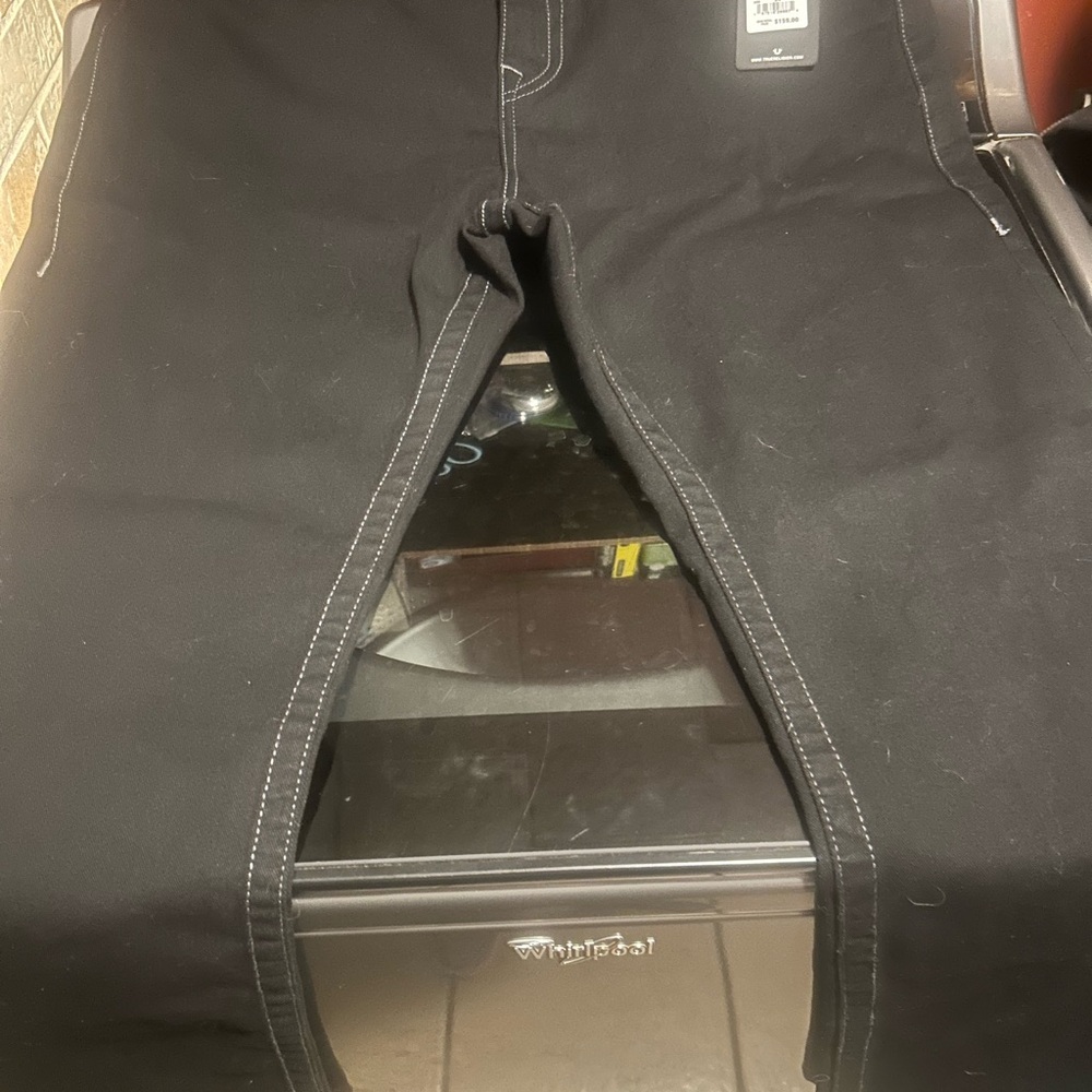 Ash Black Relaxed Straight Jeans with White Stitching